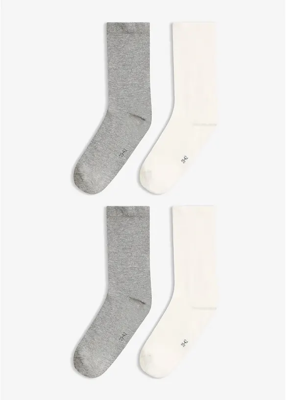 Socken mit druckfreiem Bund (4er Pack) in weiß von vorne - bonprix Socken mit druckfreiem Bund (4er Pack) in weiß von vorne - bonprix
