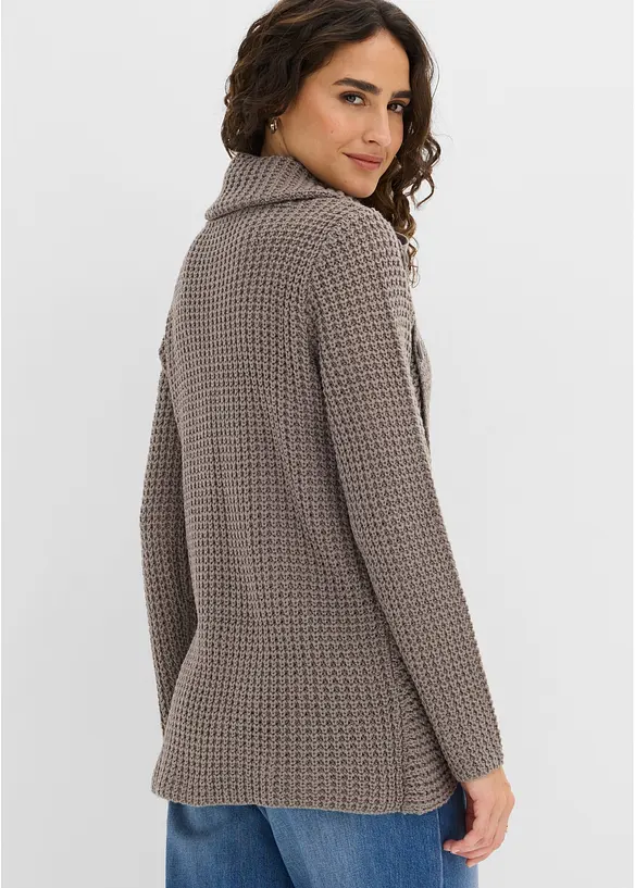 Grobstrick-Pullover in grau von hinten (im Anschnitt) - bonprix
