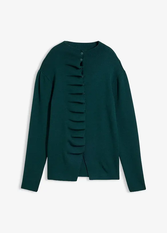 Feinstrickjacke aus softem Viskose-Mix in grün von vorne - bonprix