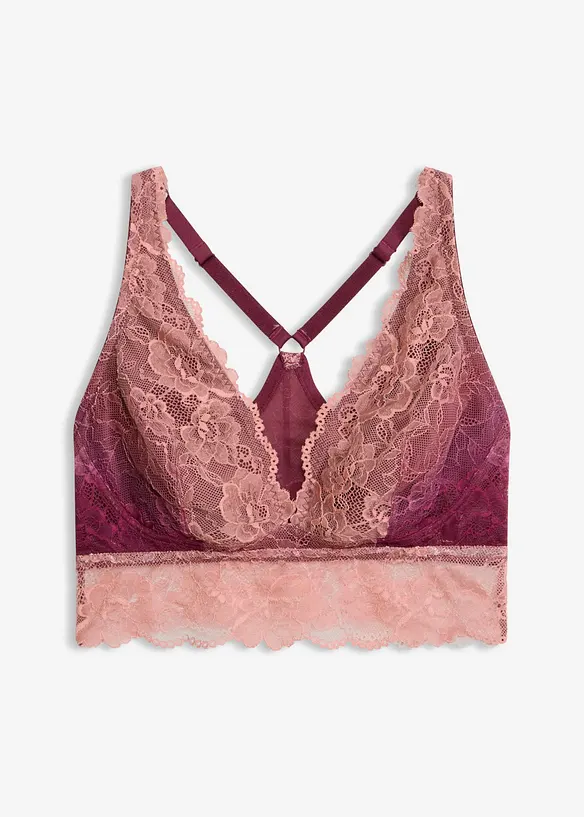 Bustier mit zarter Spitze im Farbverlauf in rosa von vorne - bonprix