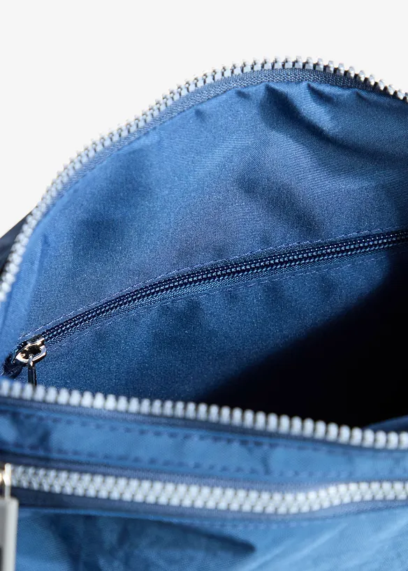 Umhängetasche mit Außentaschen in blau geöffnet - bonprix