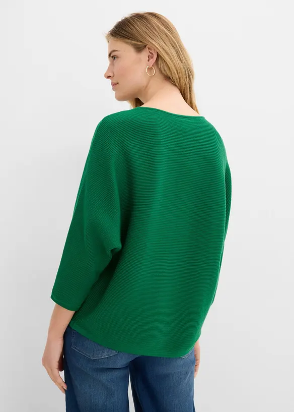 Oversize-Ripp-Pullover aus Viskose-Mix in grün von hinten (im Anschnitt) - bonprix Oversize-Ripp-Pullover aus Viskose-Mix in grün von hinten (im Anschnitt) - bonprix