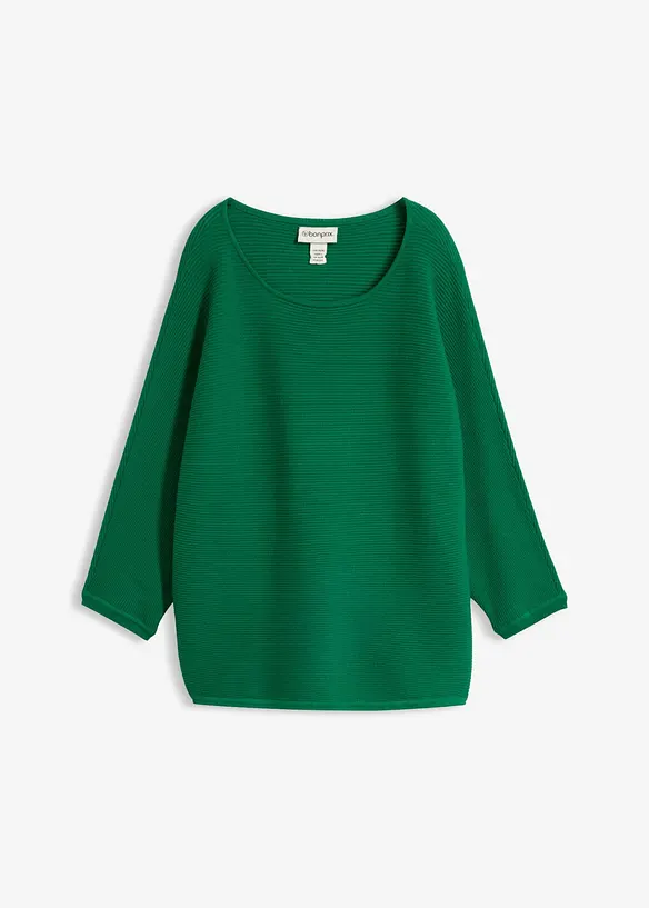Oversize-Ripp-Pullover aus Viskose-Mix in grün von vorne - bonprix Oversize-Ripp-Pullover aus Viskose-Mix in grün von vorne - bonprix
