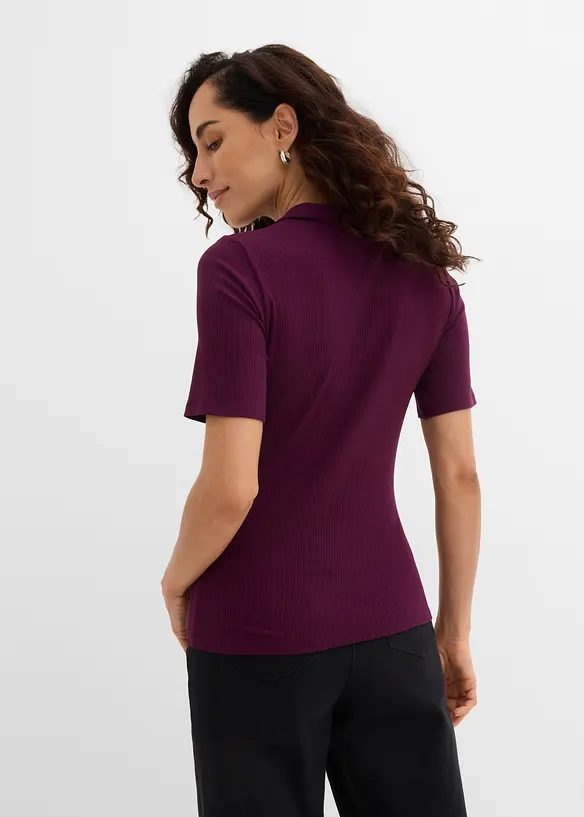 Poloshirt aus Viskose-Mix in lila von hinten (im Anschnitt) - bonprix