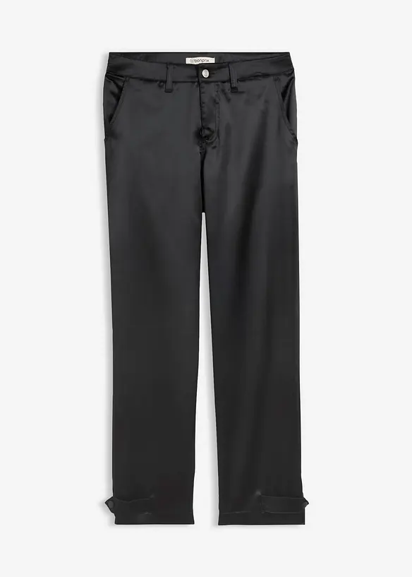 Barrel-Hose aus fließendem Satin in schwarz von vorne - bonprix Barrel-Hose aus fließendem Satin in schwarz von vorne - bonprix