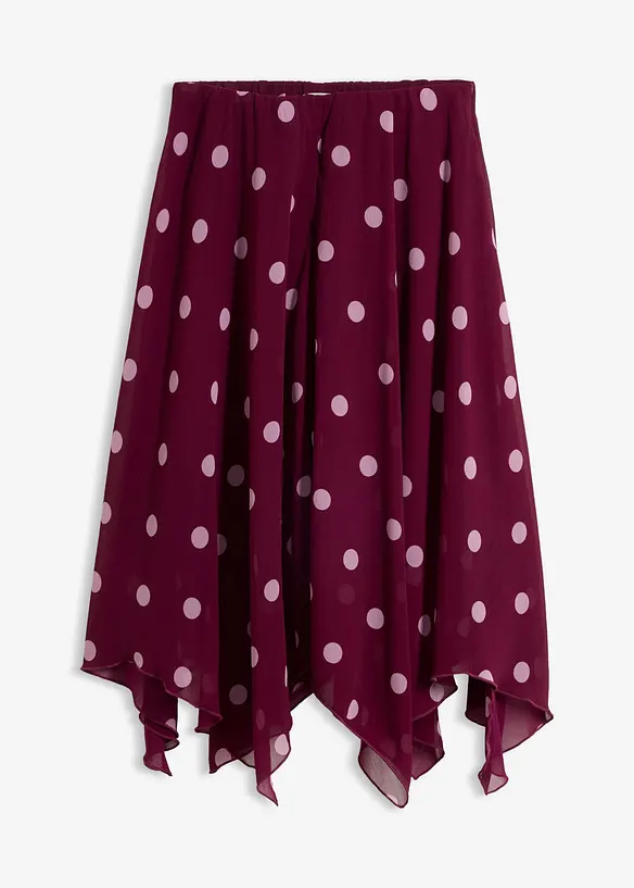 Chiffon-Midirock mit asymmetrischem Saum in lila von vorne - bonprix