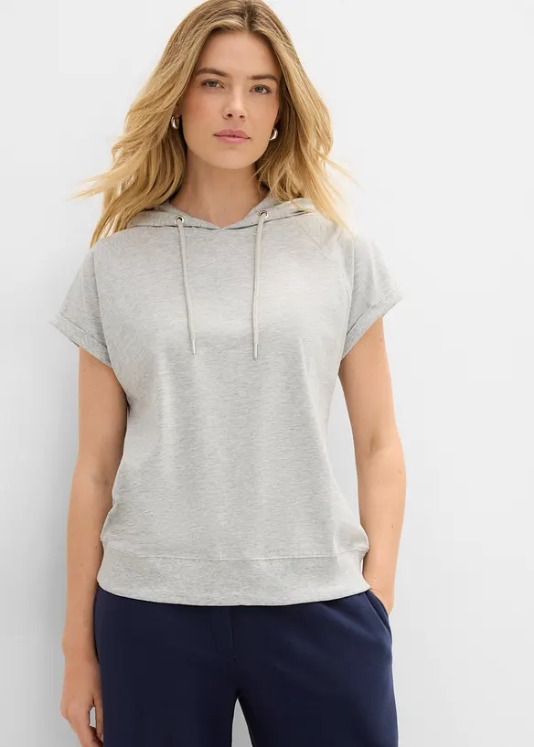 Shirt mit Kapuze in grau von vorne (im Anschnitt) - bonprix Shirt mit Kapuze in grau von vorne (im Anschnitt) - bonprix