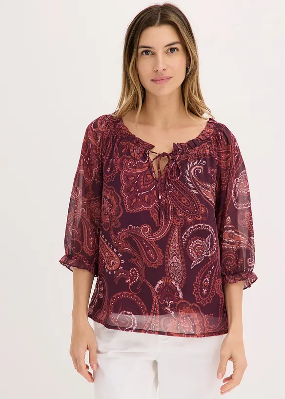 Chiffonbluse in A-Linie in rot von vorne (im Anschnitt) - bonprix Chiffonbluse in A-Linie in rot von vorne (im Anschnitt) - bonprix
