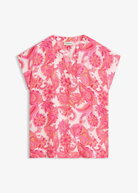 Kurzarmbluse aus fließendem Satin in rosa von vorne - bonprix Kurzarmbluse aus fließendem Satin in rosa von vorne - bonprix