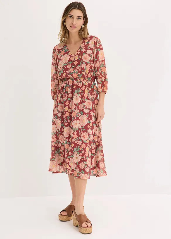 ausgestelltes Chiffonkleid in rot von vorne (Totalaufnahme) - bonprix