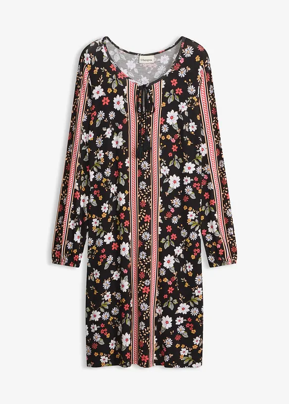 Tunika-Kleid aus softem Viskose-Mix in schwarz von vorne - bonprix