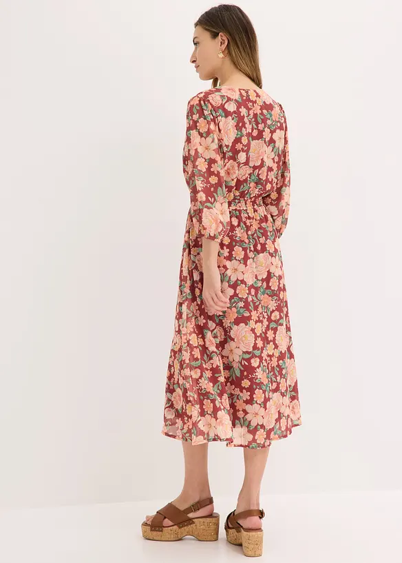 ausgestelltes Chiffonkleid in rot von hinten (Totalaufnahme) - bonprix