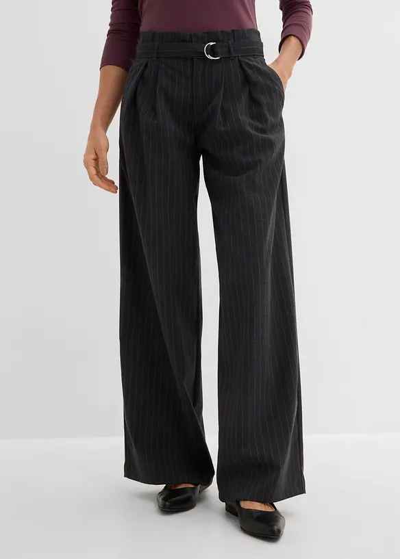 Weite Bundfaltenhose in grau von vorne - bonprix Weite Bundfaltenhose in grau von vorne - bonprix