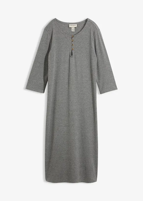 Shirtkleid mit 3/4-Ärmeln in grau von vorne - bonprix Shirtkleid mit 3/4-Ärmeln in grau von vorne - bonprix