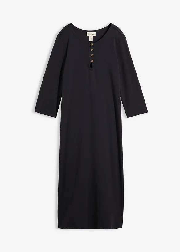 Shirtkleid mit 3/4-Ärmeln in schwarz von vorne - bonprix Shirtkleid mit 3/4-Ärmeln in schwarz von vorne - bonprix