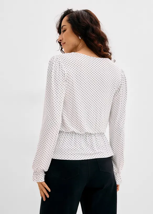 Shirt in Wickeloptik in weiß von hinten (im Anschnitt) - bonprix