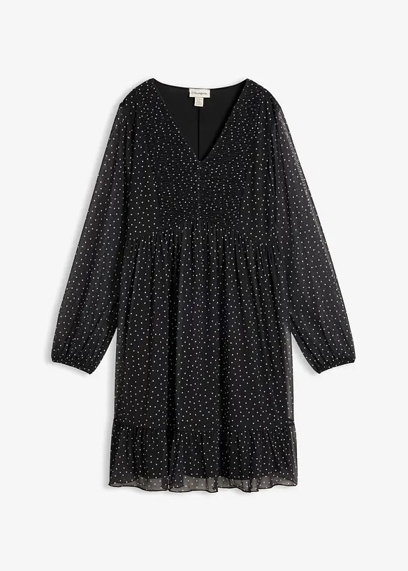 Jerseykleid aus feinem Mesh in schwarz von vorne - bonprix Jerseykleid aus feinem Mesh in schwarz von vorne - bonprix
