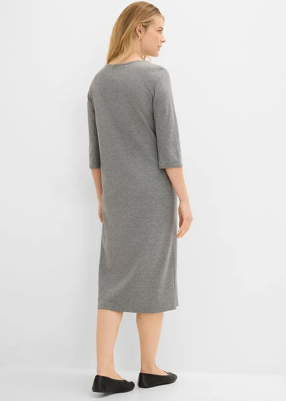 Shirtkleid mit 3/4-Ärmeln in grau von hinten (Totalaufnahme) - bonprix Shirtkleid mit 3/4-Ärmeln in grau von hinten (Totalaufnahme) - bonprix