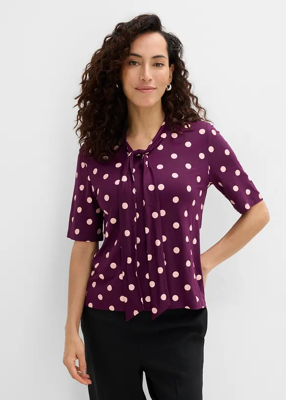 Shirt mit Schluppe in lila von vorne (im Anschnitt) - bonprix Shirt mit Schluppe in lila von vorne (im Anschnitt) - bonprix