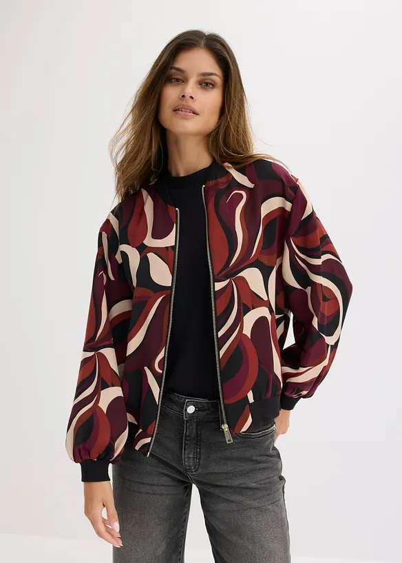 Blouson aus fließendem Satin in rot von vorne (im Anschnitt) - bonprix Blouson aus fließendem Satin in rot von vorne (im Anschnitt) - bonprix