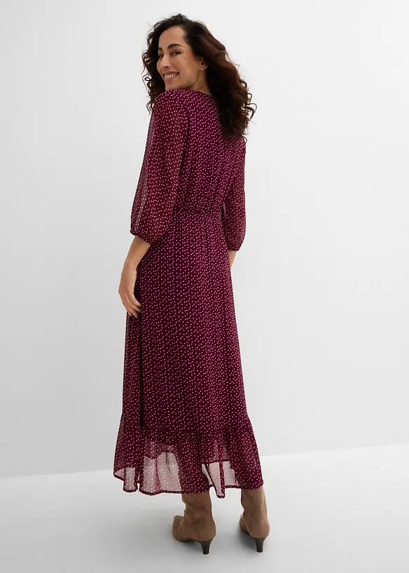 Chiffonkleid mit V-Ausschnitt in lila von hinten (Totalaufnahme) - bonprix Chiffonkleid mit V-Ausschnitt in lila von hinten (Totalaufnahme) - bonprix