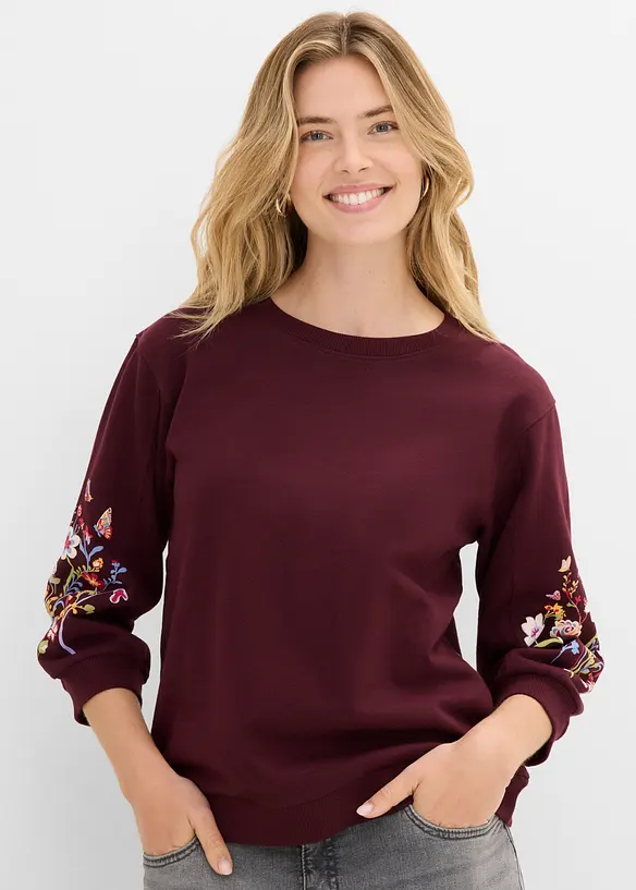 Sweatshirt aus reiner Bio-Baumwolle in rot von vorne (im Anschnitt) - bonprix Sweatshirt aus reiner Bio-Baumwolle in rot von vorne (im Anschnitt) - bonprix