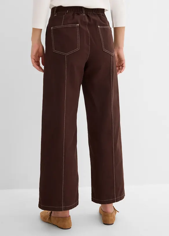 Verkürzte Twillhose aus reiner Baumwolle in braun von hinten - bonprix Verkürzte Twillhose aus reiner Baumwolle in braun von hinten - bonprix
