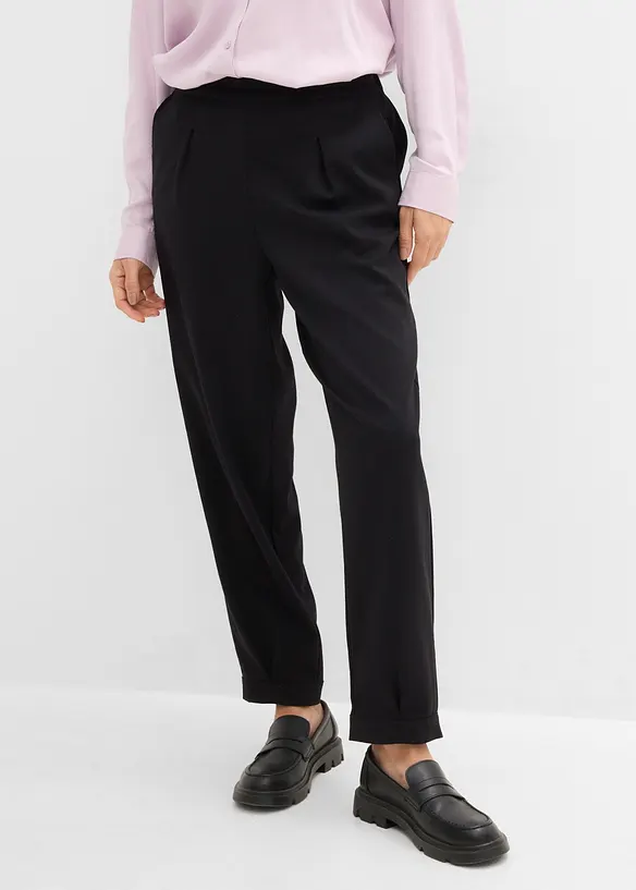 Verkürzte Hose aus Viskose-Mix in schwarz von vorne - bonprix Verkürzte Hose aus Viskose-Mix in schwarz von vorne - bonprix