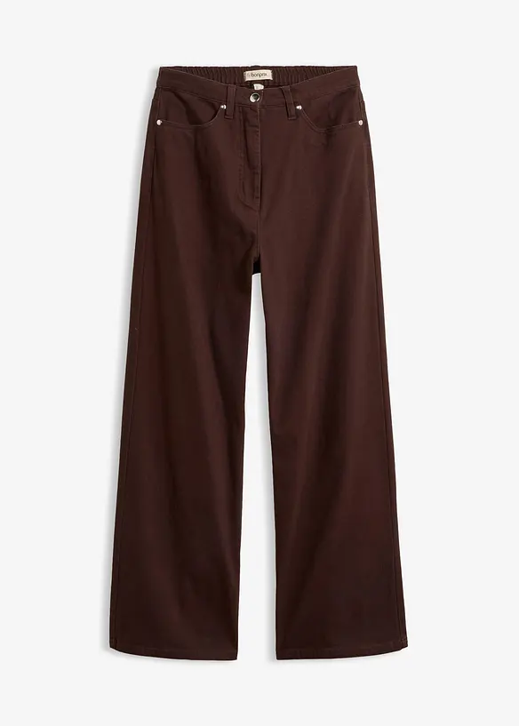 High-Waist-Twillhose aus Baumwoll-Mix in braun von vorne - bonprix High-Waist-Twillhose aus Baumwoll-Mix in braun von vorne - bonprix