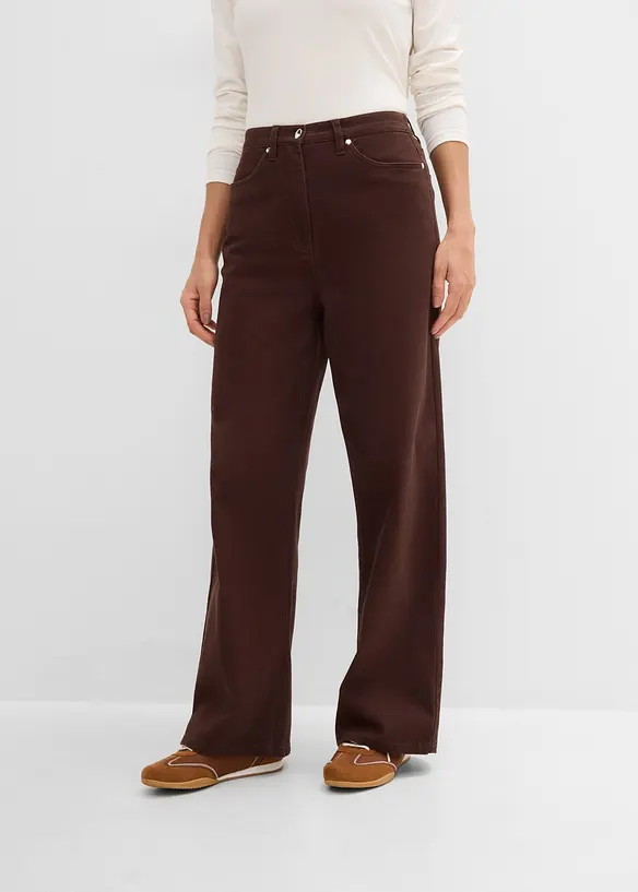 High-Waist-Twillhose aus Baumwoll-Mix in braun von vorne - bonprix High-Waist-Twillhose aus Baumwoll-Mix in braun von vorne - bonprix