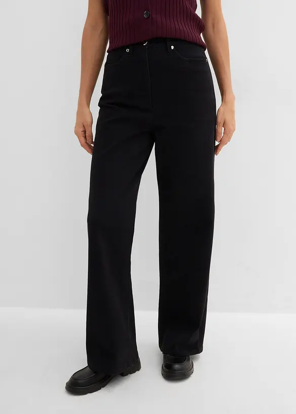 High-Waist-Twillhose aus Baumwoll-Mix in schwarz von vorne - bonprix High-Waist-Twillhose aus Baumwoll-Mix in schwarz von vorne - bonprix