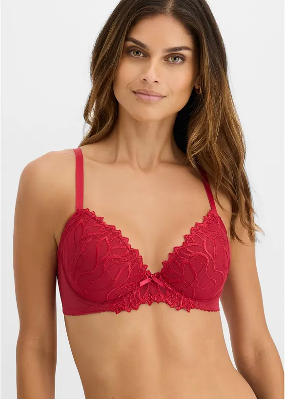 Schalen-BH mit zarter Stickerei (2er Pack) in rot von vorne (im Anschnitt) - bonprix
