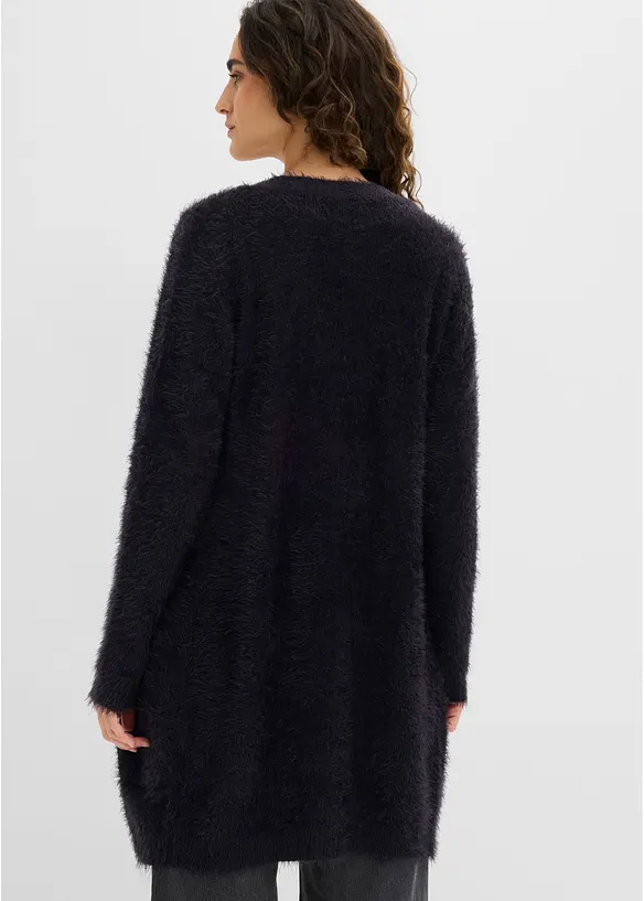 Longstrickjacke in Flauschoptik in schwarz von hinten (im Anschnitt) - bonprix Longstrickjacke in Flauschoptik in schwarz von hinten (im Anschnitt) - bonprix