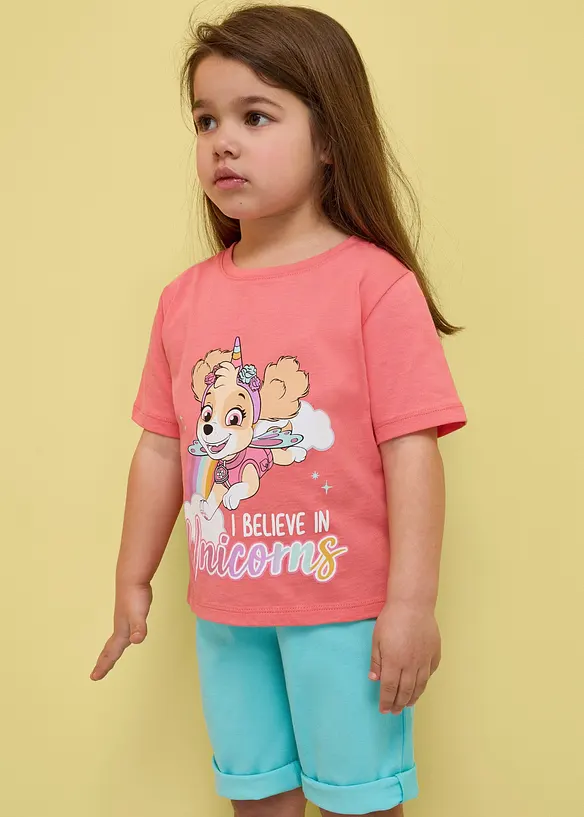 Paw Patrol T-Shirt aus reiner Baumwolle in pink von vorne (im Anschnitt) - PAW PATROL