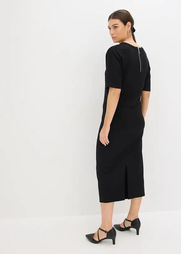 Midikleid aus bequemen Punto di Roma in schwarz von hinten (Totalaufnahme) - bonprix Midikleid aus bequemen Punto di Roma in schwarz von hinten (Totalaufnahme) - bonprix