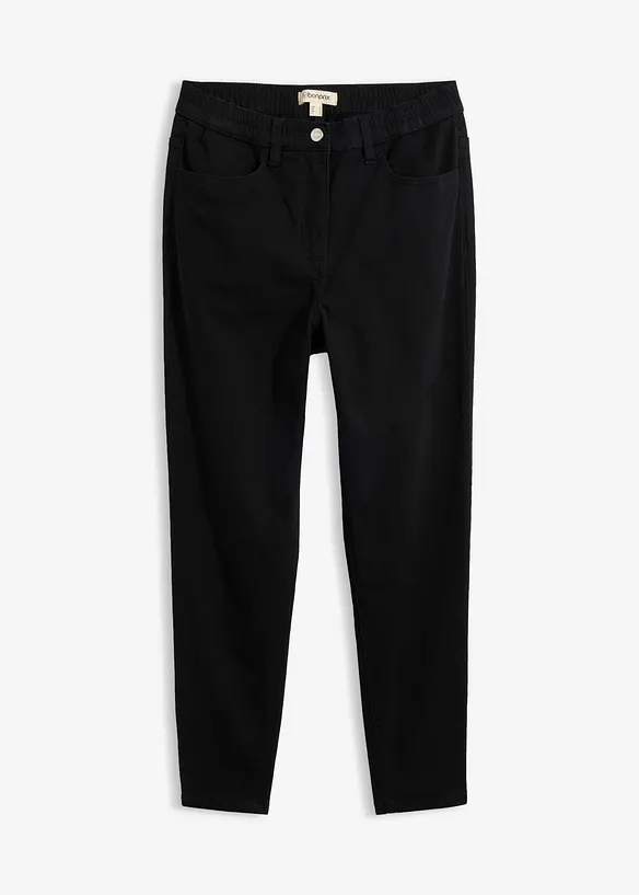 High-Waist-Mom-Twillhose aus Baumwoll-Mix in schwarz von vorne - bonprix High-Waist-Mom-Twillhose aus Baumwoll-Mix in schwarz von vorne - bonprix