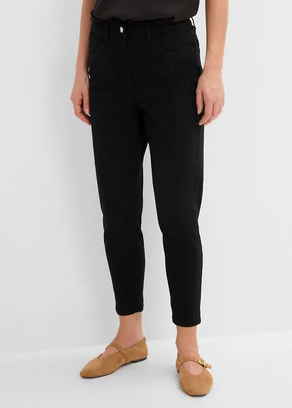 High-Waist-Mom-Twillhose aus Baumwoll-Mix in schwarz von vorne - bonprix High-Waist-Mom-Twillhose aus Baumwoll-Mix in schwarz von vorne - bonprix