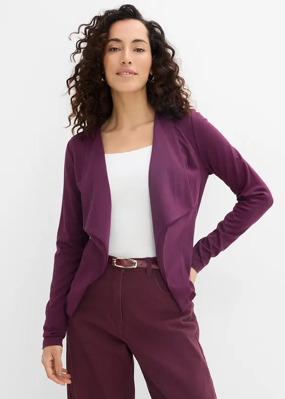 Jersey-Blazer aus feiner Viskose in lila von vorne (im Anschnitt) - bonprix
