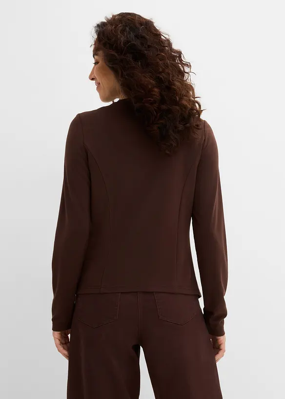 Jersey-Blazer aus feiner Viskose in braun von hinten (im Anschnitt) - bonprix