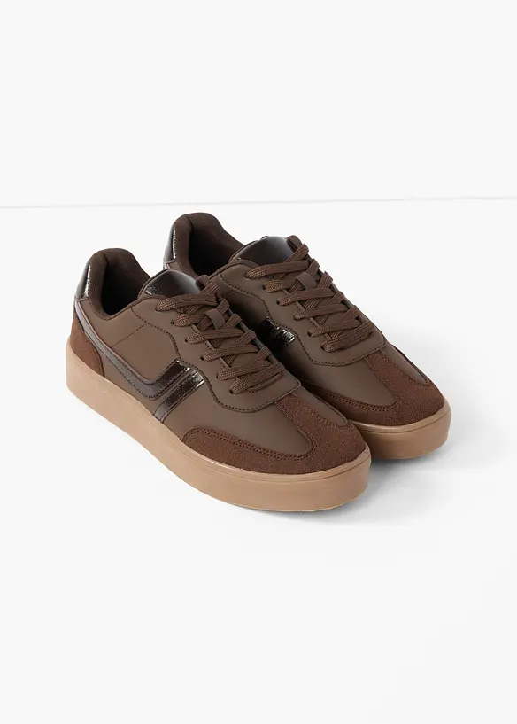 Plateau-Sneaker im Retrolook in braun - bonprix