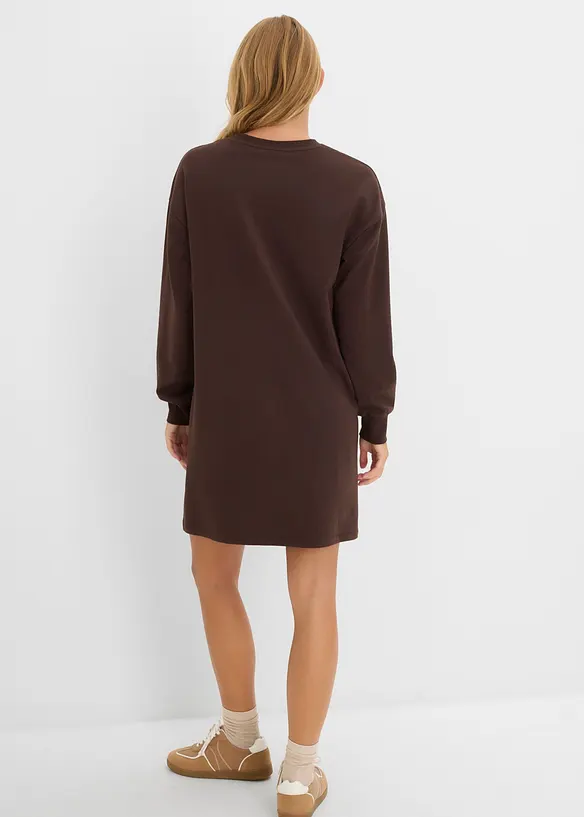 Sweatkleid aus reiner Bio-Baumwolle in braun von hinten (Totalaufnahme) - bonprix Sweatkleid aus reiner Bio-Baumwolle in braun von hinten (Totalaufnahme) - bonprix