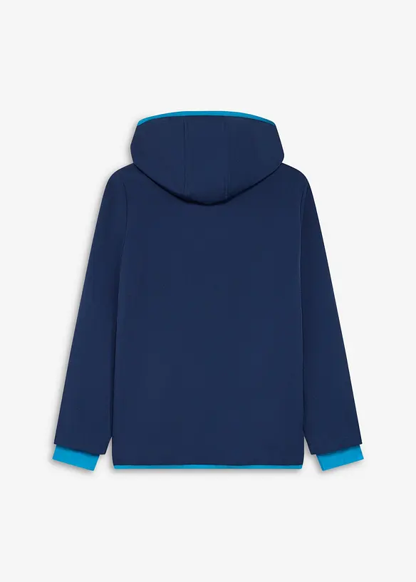 Windabweisende Softshelljacke mit abnehmbarer Kapuze in blau von hinten - bonprix Windabweisende Softshelljacke mit abnehmbarer Kapuze in blau von hinten - bonprix