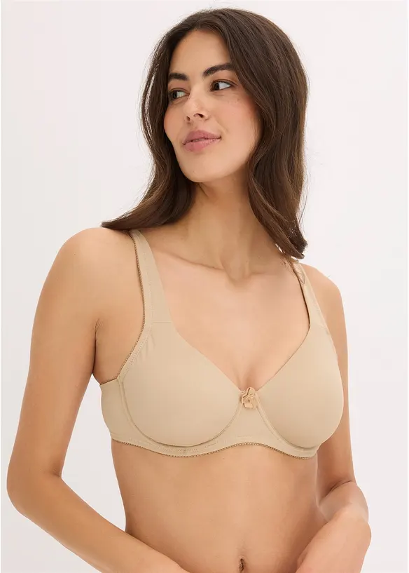 T-Shirt-BH mit gepolsterten Trägern in beige von vorne (im Anschnitt) - bonprix