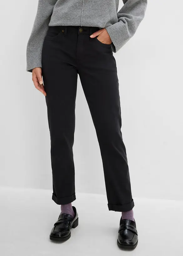 Straight Jeans High Waist, Stretch in schwarz von vorne - bonprix