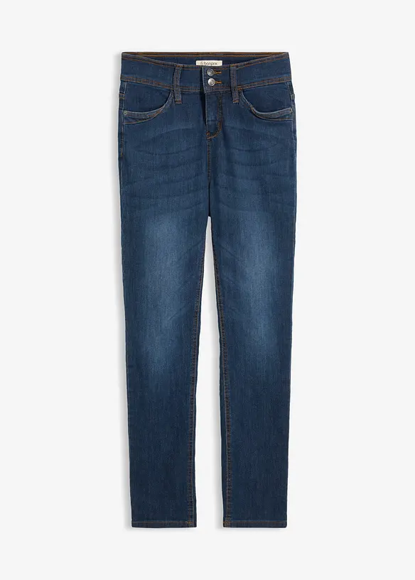 Slim-Fit-Jeans High Waist, Komfort-Stretch in blau von vorne - bonprix