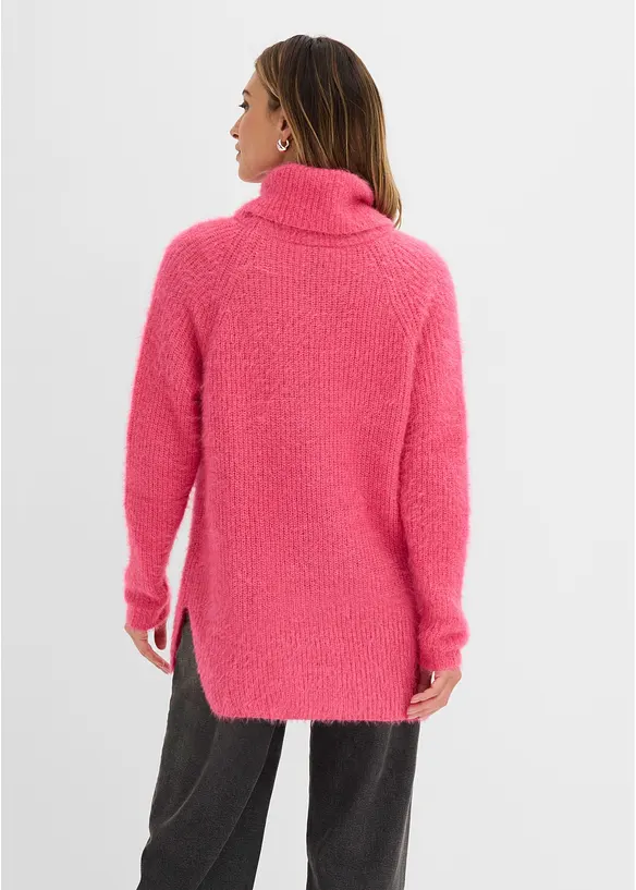 Oversize-Rollkragenpullover in pink von hinten (im Anschnitt) - bonprix