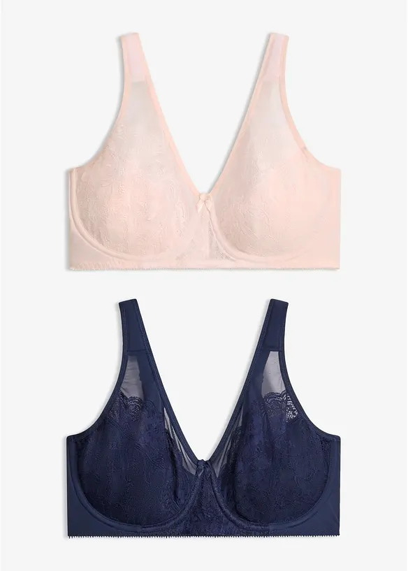Minimizer-BH mit gepolsterten Trägern (2er Pack) in blau von vorne - bonprix