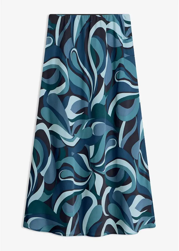 Midirock aus fließendem Satin in petrol von vorne - bonprix Midirock aus fließendem Satin in petrol von vorne - bonprix