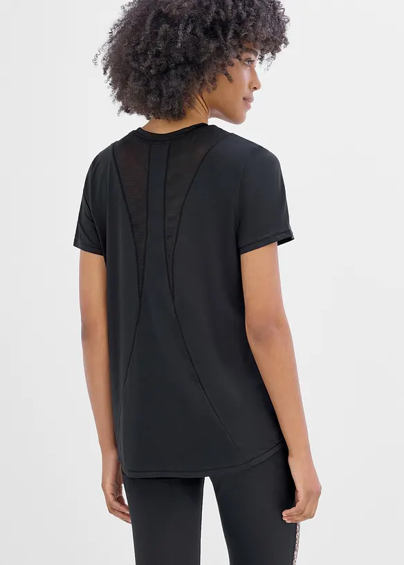 Ultraleichtes Sport-Top mit Mesheinsatz, schnelltrocknend in schwarz von hinten (im Anschnitt) - bonprix Ultraleichtes Sport-Top mit Mesheinsatz, schnelltrocknend in schwarz von hinten (im Anschnitt) - bonprix