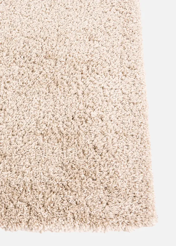 Hochflorteppich mit weicher Oberfläche in beige Detailaufnahme vom Material - bonprix